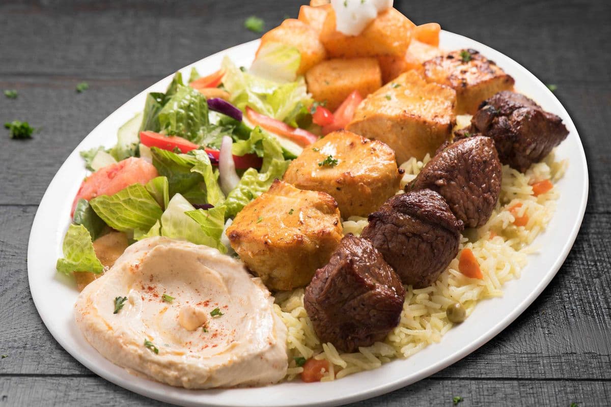 Chicken and Lamb Kabab Plate