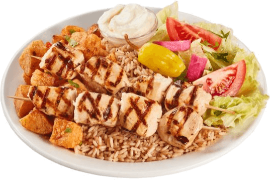 6. Plat de brochettes de poulet (2 mcx)