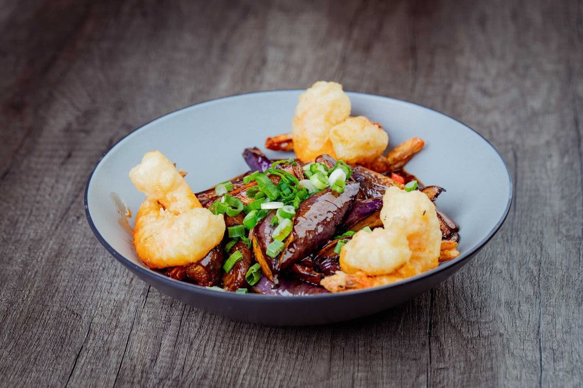 Tiger Shrimp with Spicy Eggplant 魚香茄子老虎蝦