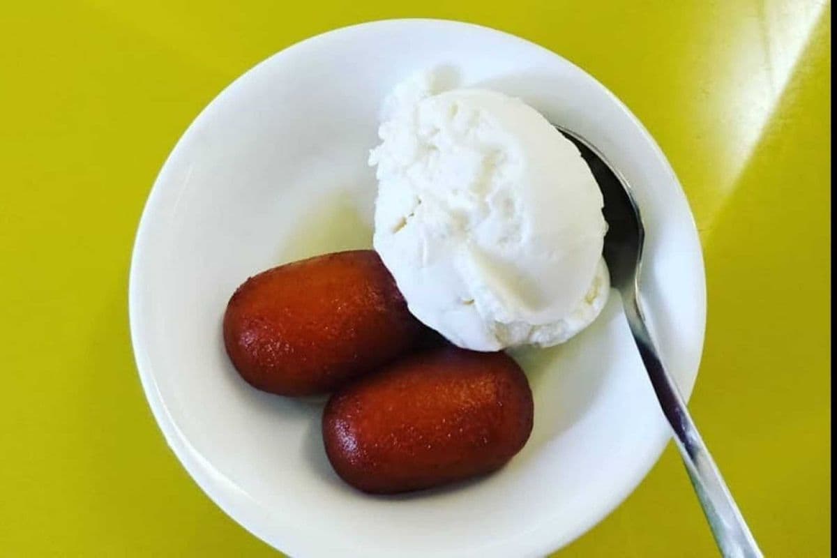 Hot Gulab Jamun with Vanilla Ice cream