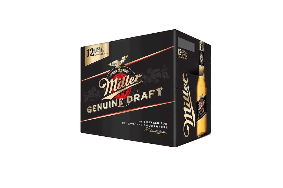 Miller Genuine Draft (12 Pack Bottles) (12 x 355 ml Bottles)