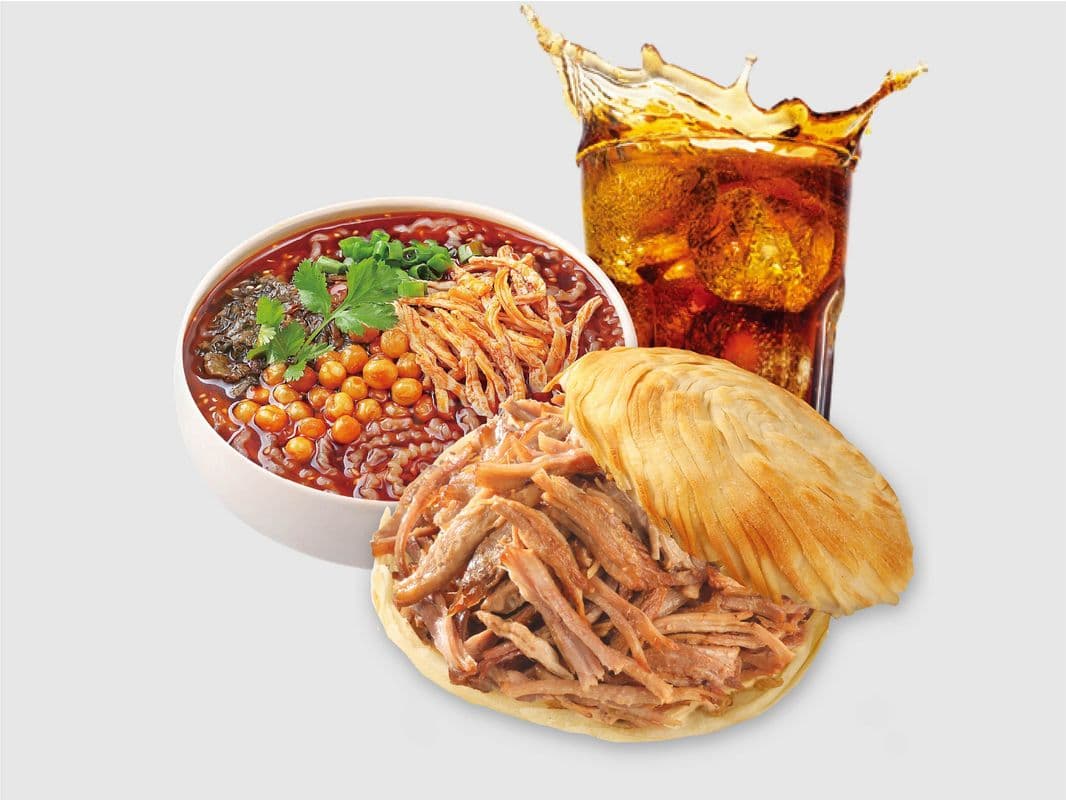 Hot & Sour Glass Noodle Classic Combo (w/ Crispy Burger + Drink) / 酸辣粉经典套餐（搭配肉夹馍 + 饮料）