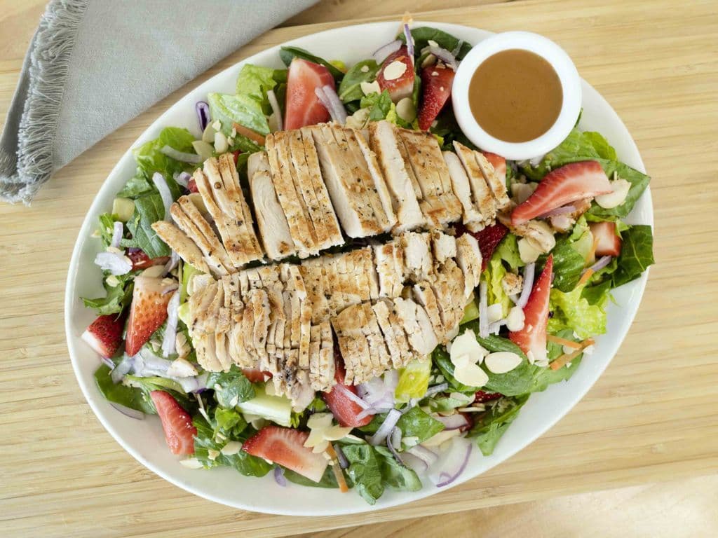 Strawberry Almond Salad with Grilled Chicken