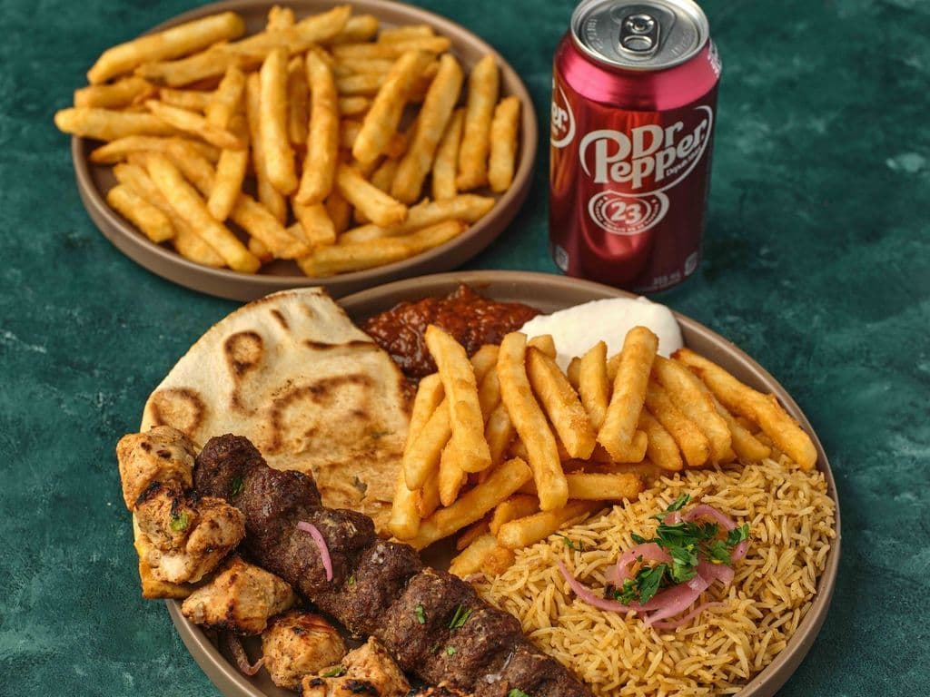 Kebab and Shish Taouk Combo Rice and Fries