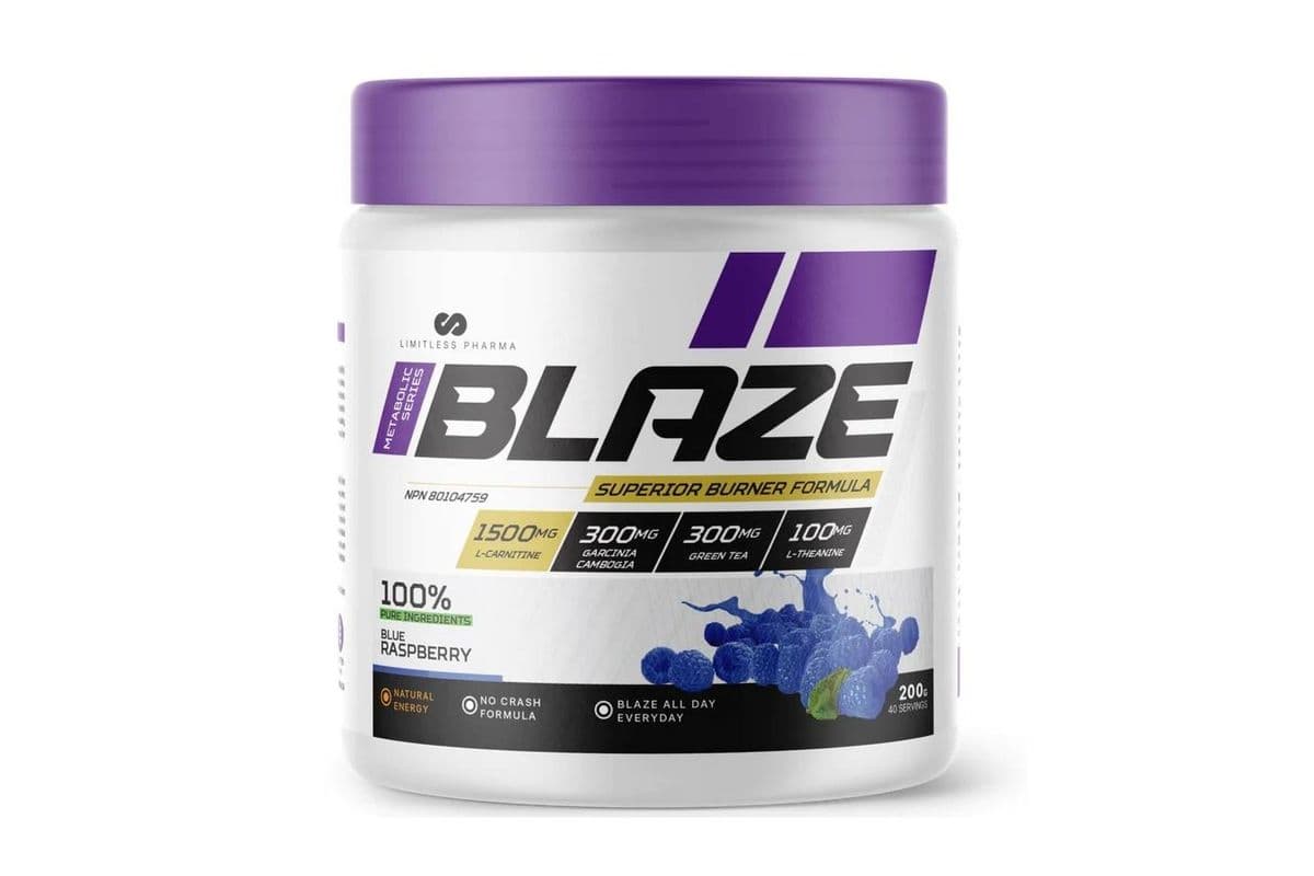 Limitless Pharma Blaze 40 Servings Blue Raspberry Fat Burner Powder (200 g)