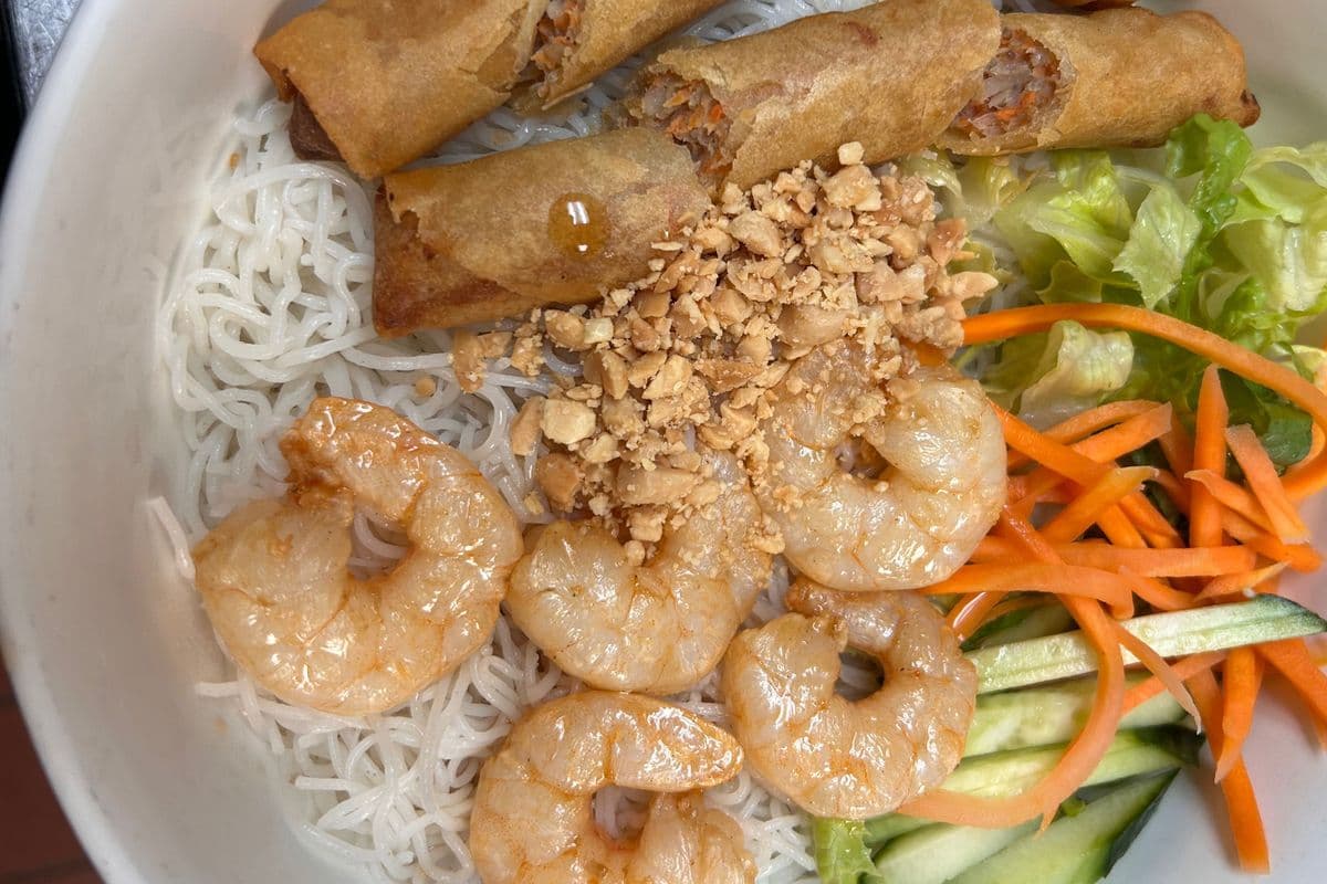 68. Tiger Prawn and Spring Roll Vermicelli