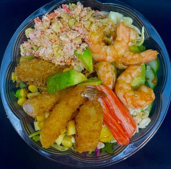 38. Poké Crevette tempura et Crevette marinée