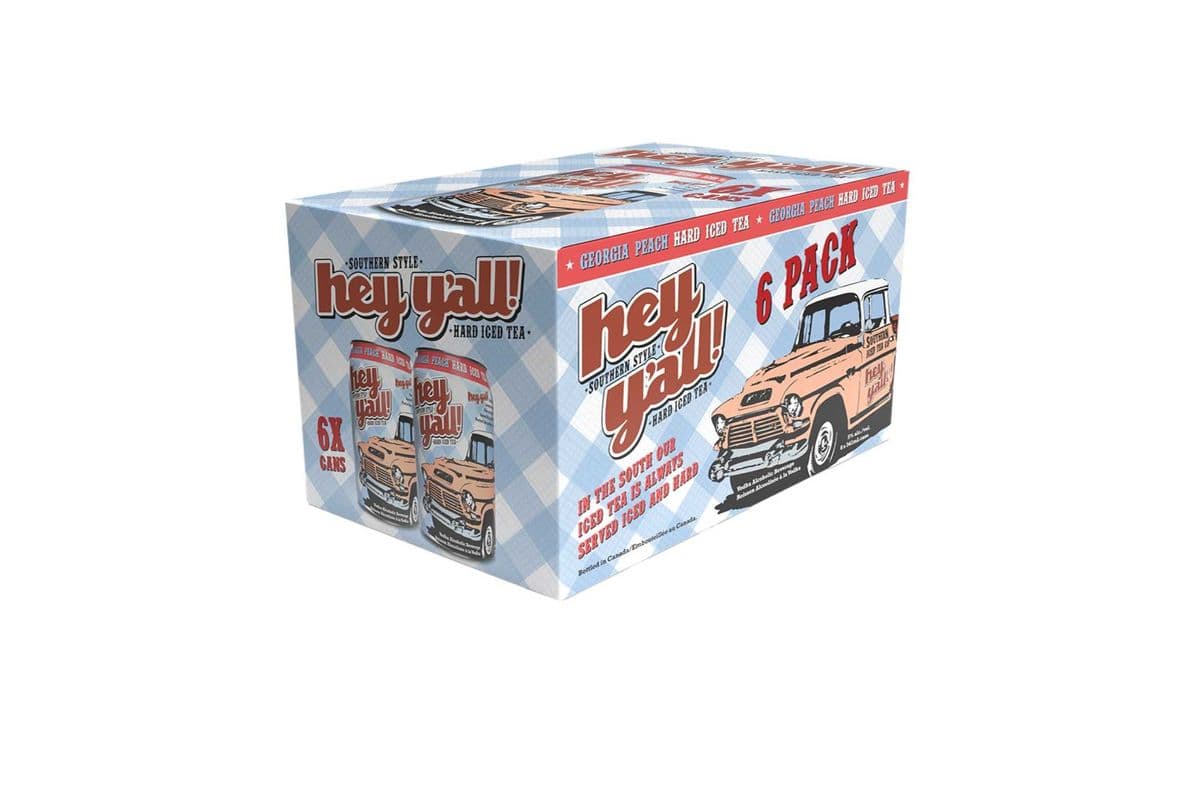 Hey Y'All Georgia Peach Iced Tea (6 x 341ml Cans)