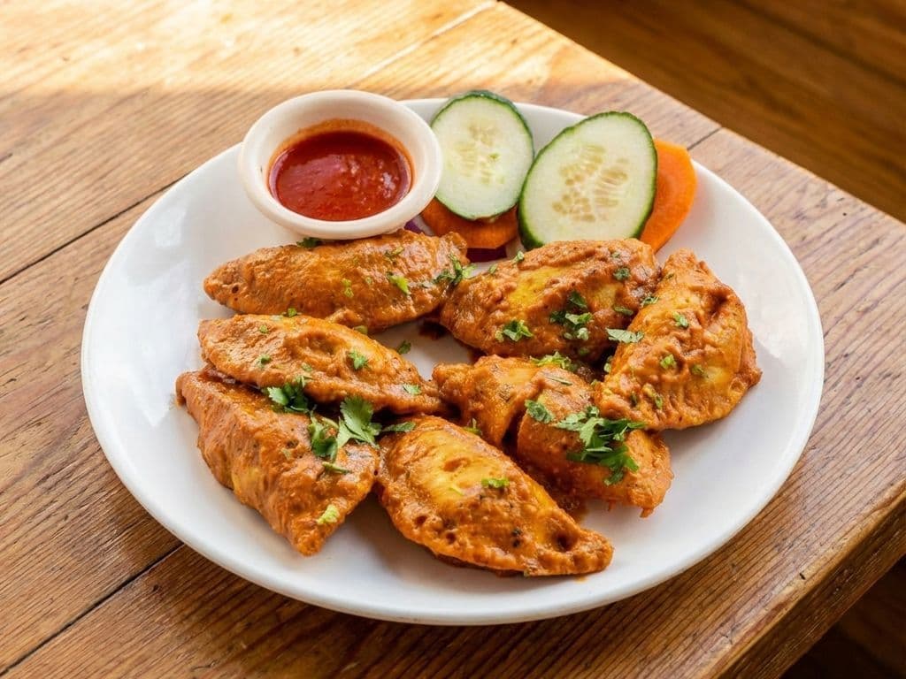 Tandoori Chicken Momos & Fries