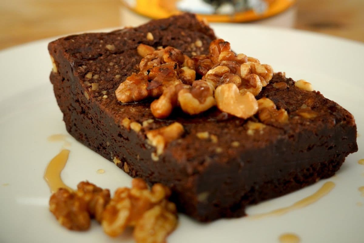 Home Made Warm Gooey Brownie with Maple Candied Walnuts
