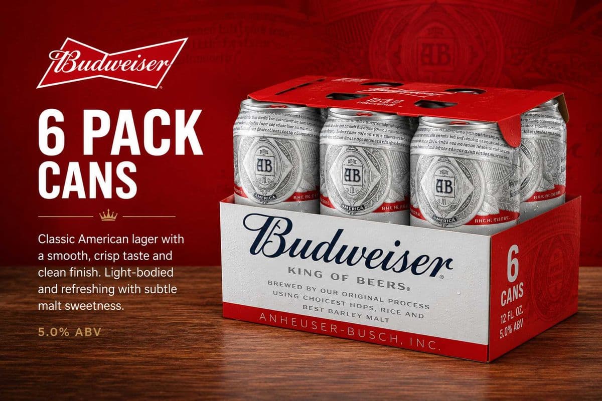 Budweiser Lager Beer - 6x355ml Cans (6 x 355 ml)