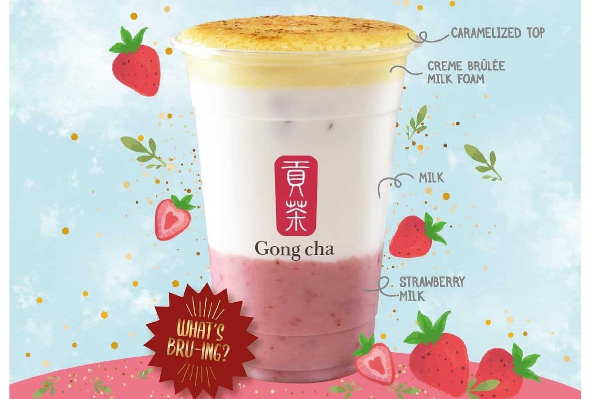 Strawberry Latte with Cream Brulee