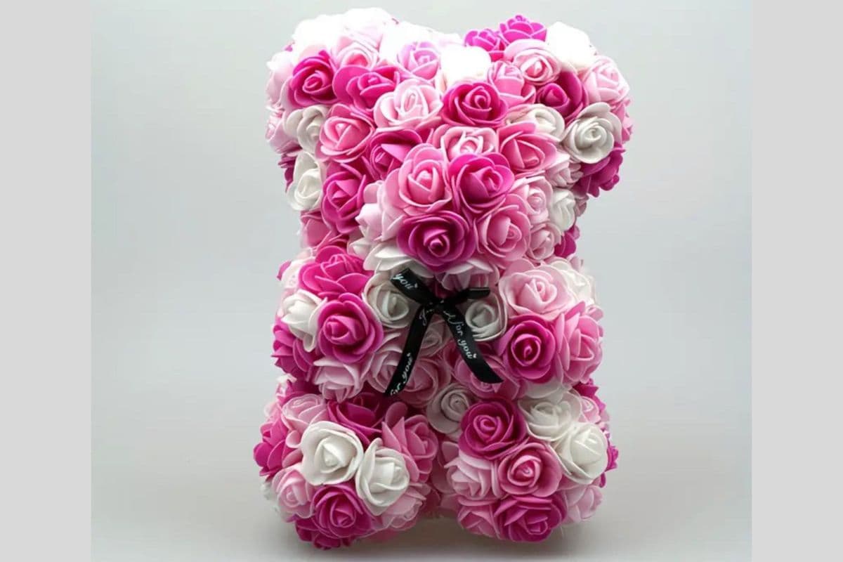 Rose Floral Teddy – Baby Pink, Hot Pink & White