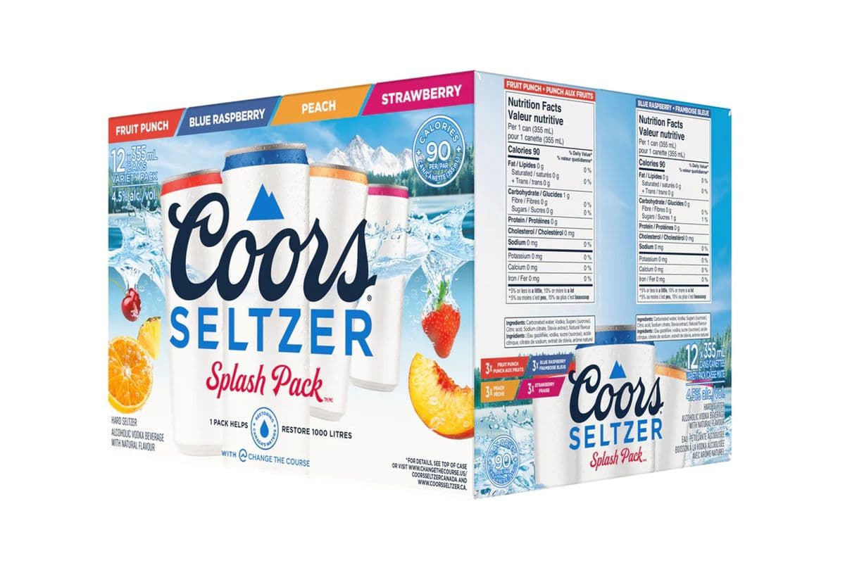 Coors Seltzer Fruit Splash Variety Pack (12 x 355 ml)