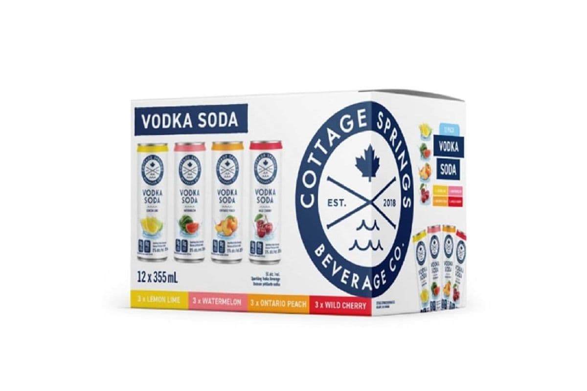 884890. COTTAGE SPRINGS VODKA SODA VARIETY (12 x 355ML (CANS))