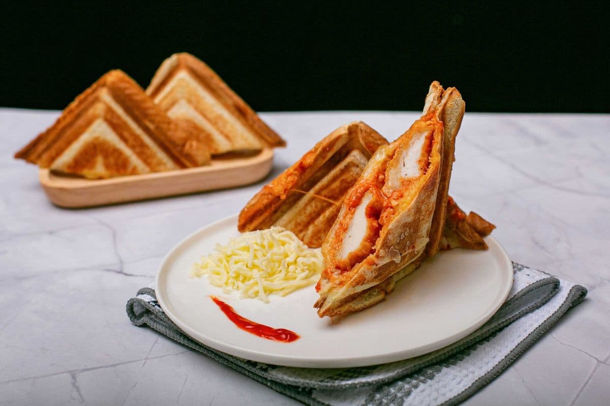 Hot Pressed Spicy Chicken and Cheese Sandwich