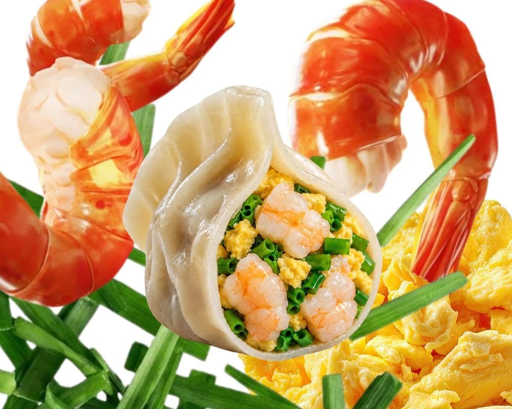 17.Shrimp, Chive, & Egg Dumpling / Crevette, Poireau et Oeuf Dumpling
