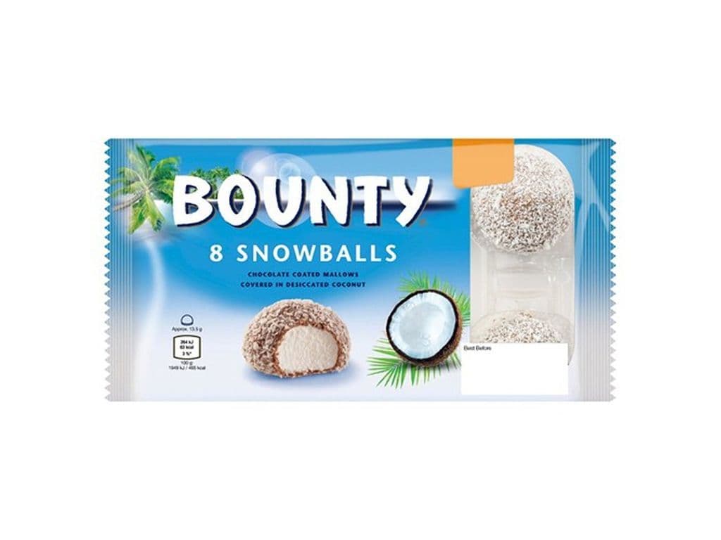Bounty Snowballs UK Chocolate Coconut Cream Balls 8 Pack 108g