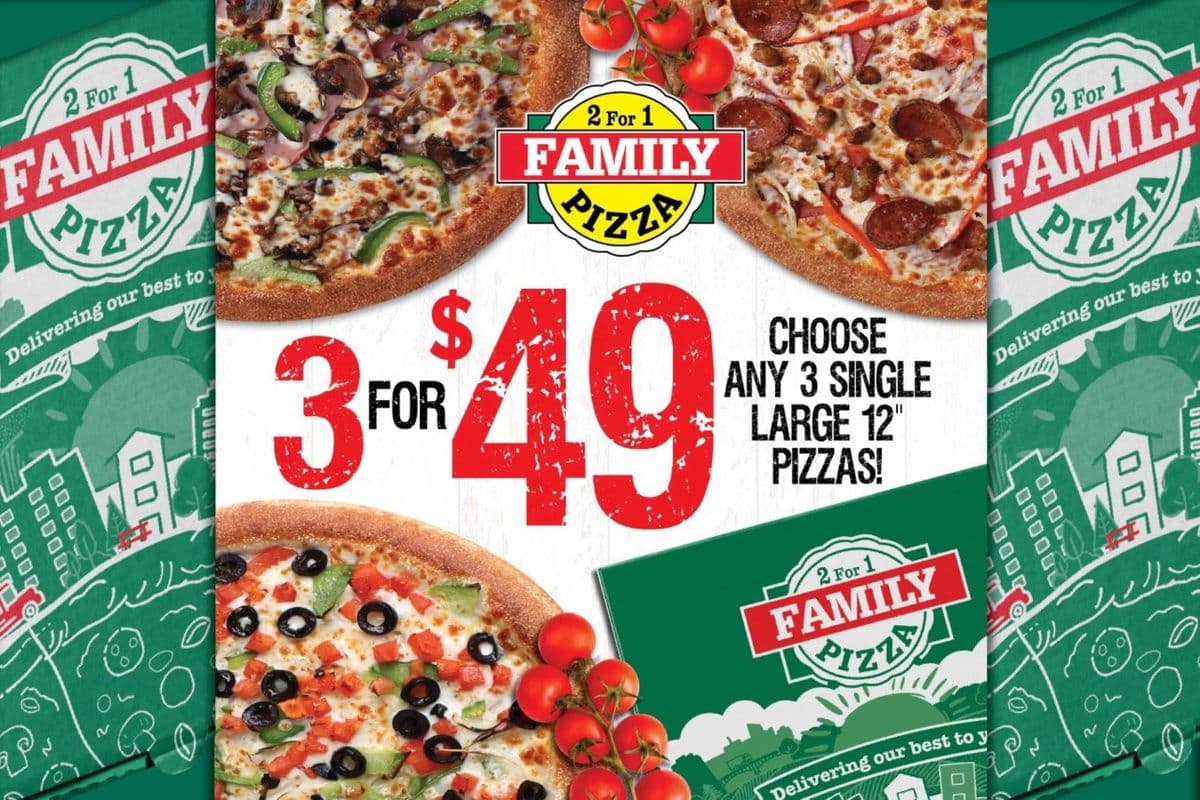 Any Three 12" Large Pizzas