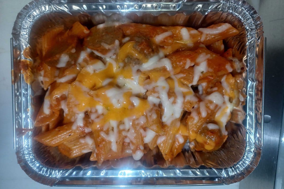 Baked Beef Meatball, Penne pasta - Creamy Tomato Sauce, Mozarella cheese & Garlic Bread