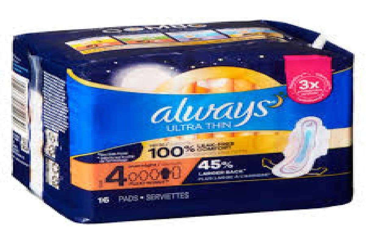 Always Ultra Overnight Size 4 Pads With Wings 16 EA