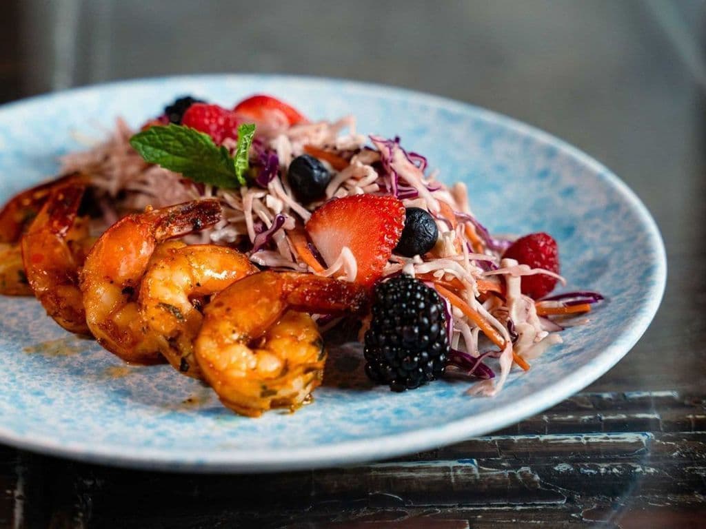 Acai Slaw with Grilled Shrimp