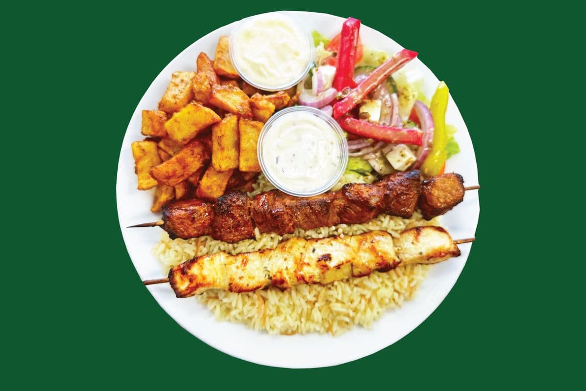 Assiette deux brochettes mixte (poulet et boeuf)