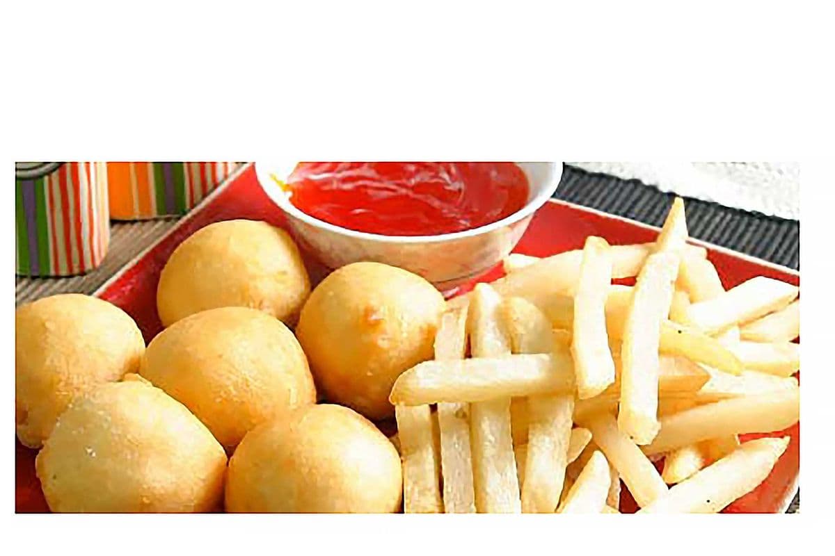 Breaded Chicken Balls and French Fries