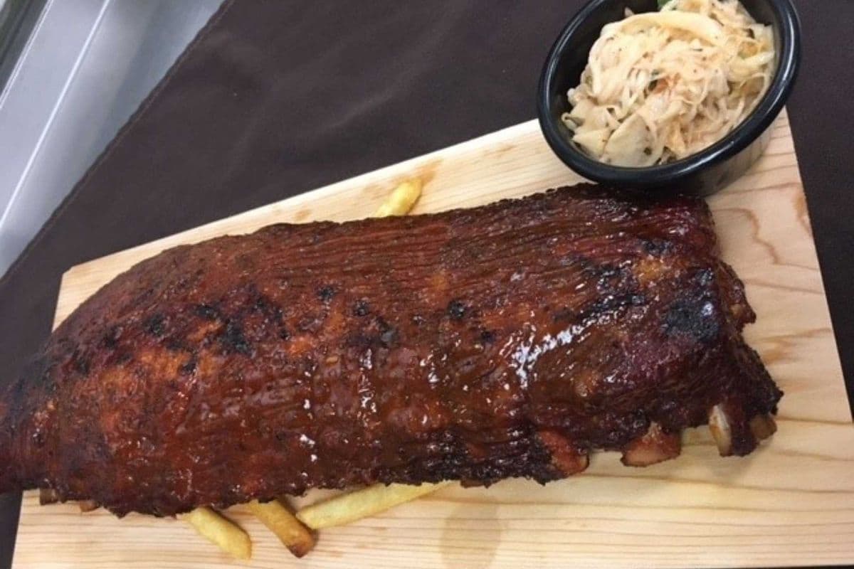 BBQ smoked St Louis back ribs.