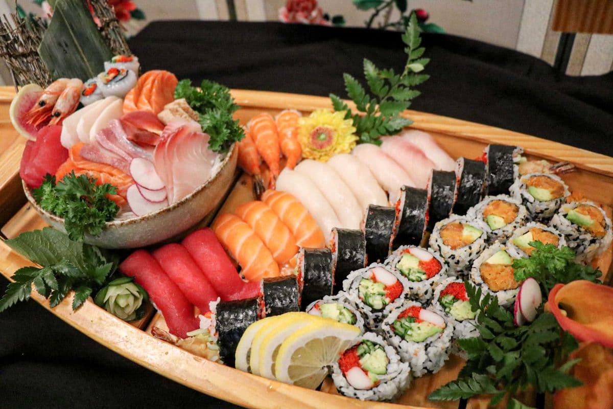 Medium Boat (12 Sashimi, 15 Sushi, and 22 Roll)
