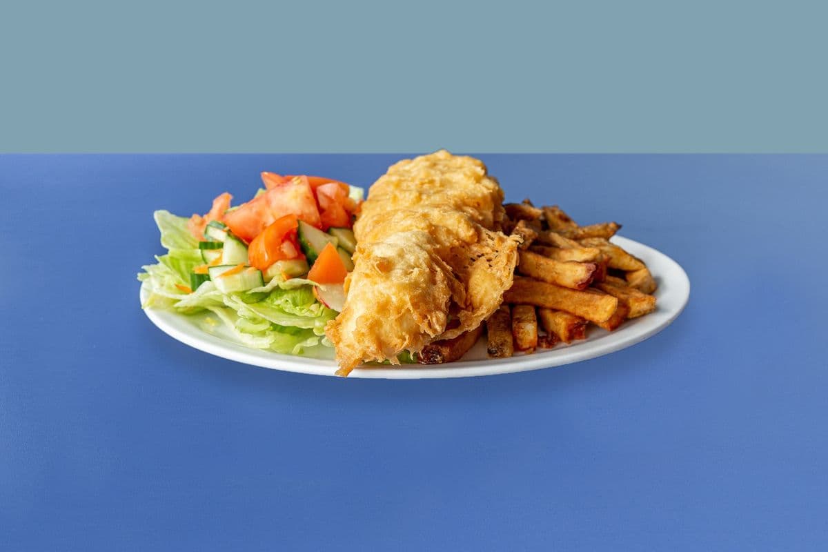 Haddock with Garden Salad and Chips