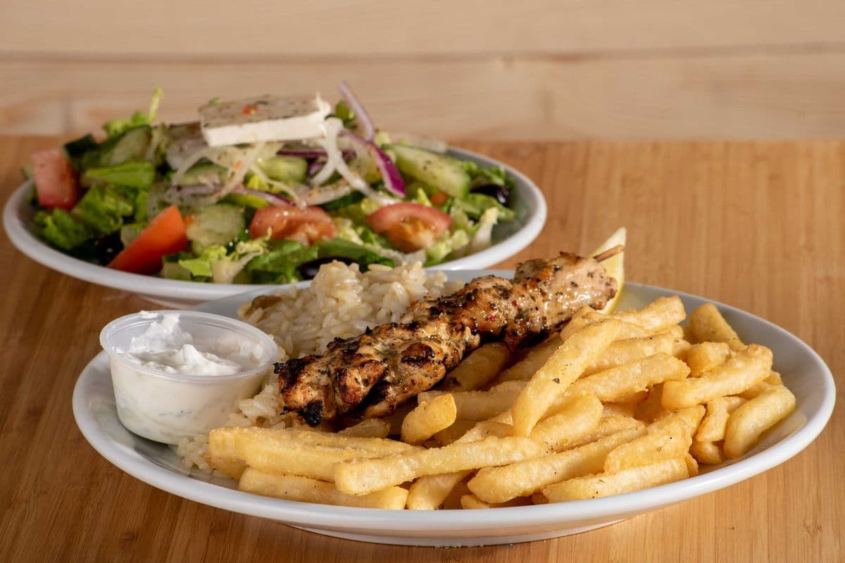 2 skewer Chicken Dinner Plate