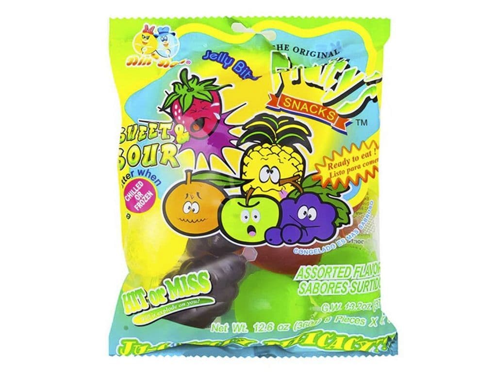 Din Don Fruity Snacks Sweet & Sour Jelly Fruit Squirters 9 Pack 376g