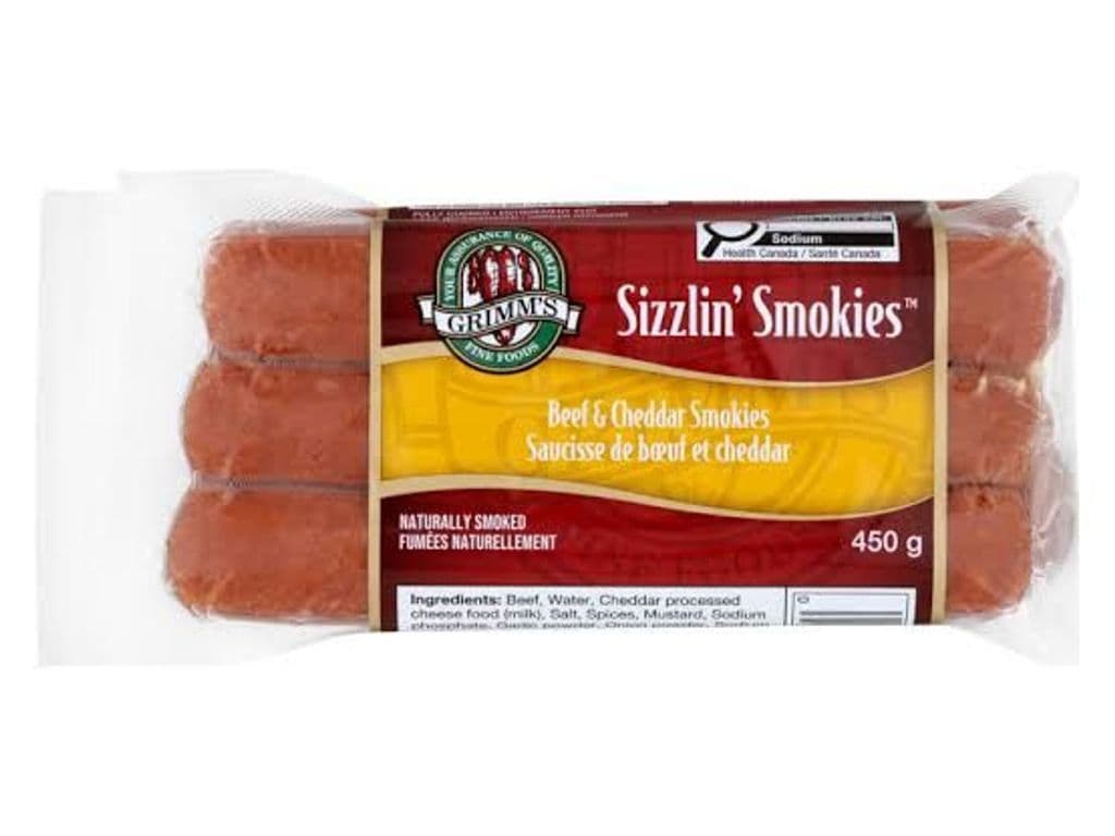 GRIMMI’S BEEF CHEDDAR SMOKIES 450G