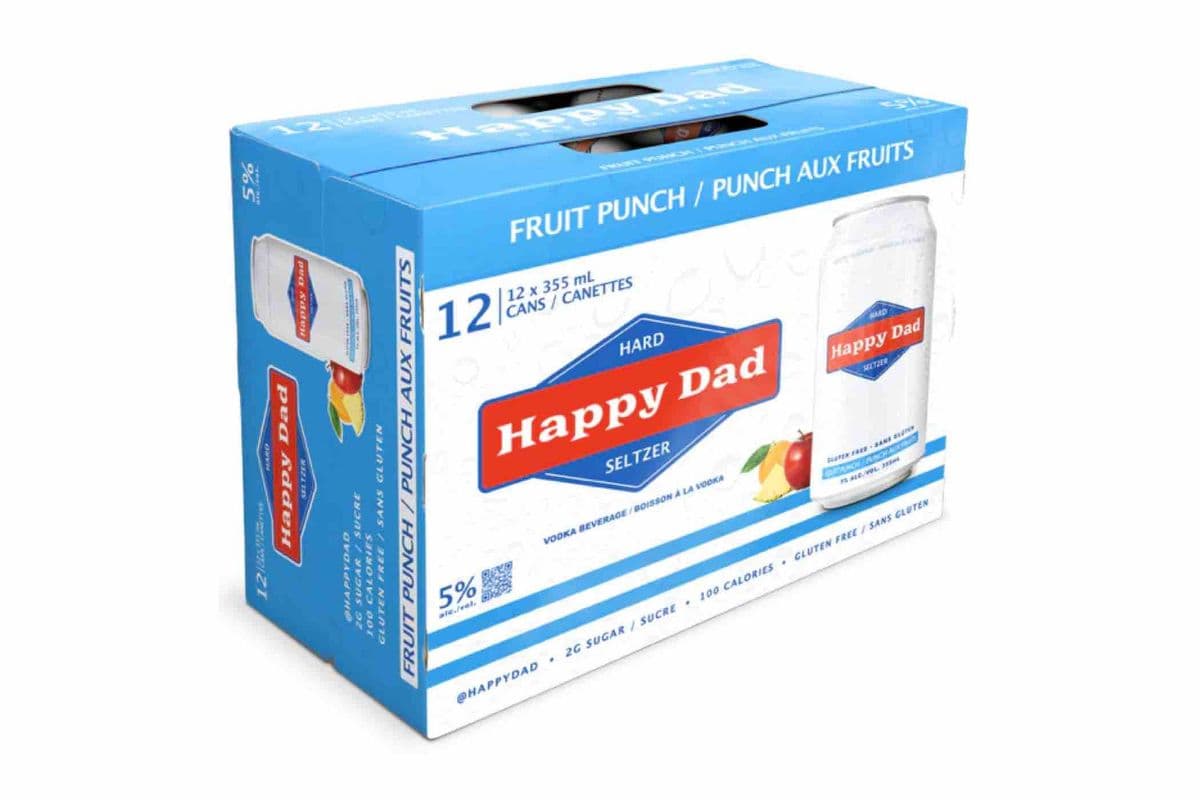 Happy Dad Hard Seltzer Fruit Punch (12 x 355mL Cans)