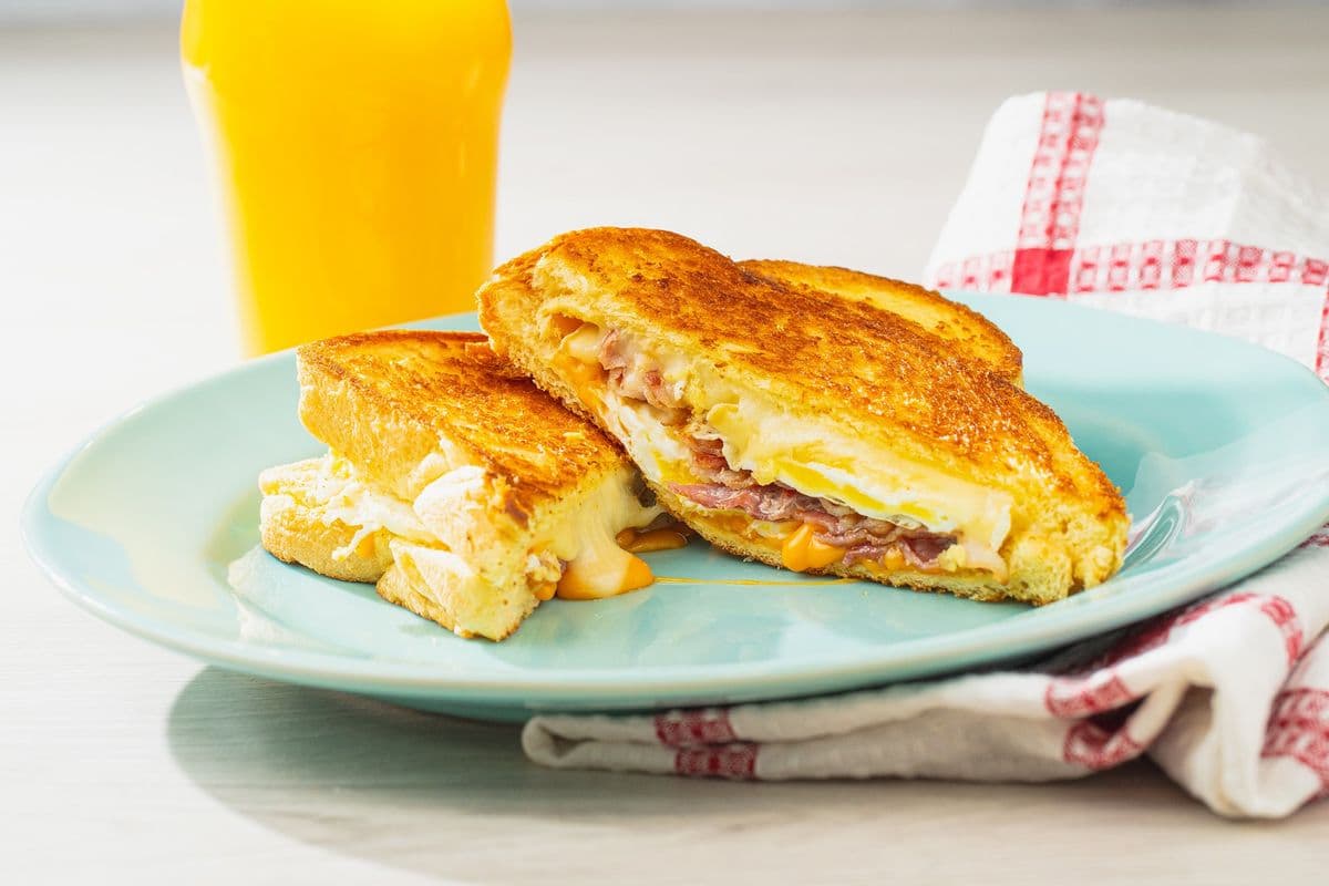 Grilled Trio Cheese and Fried Eggs