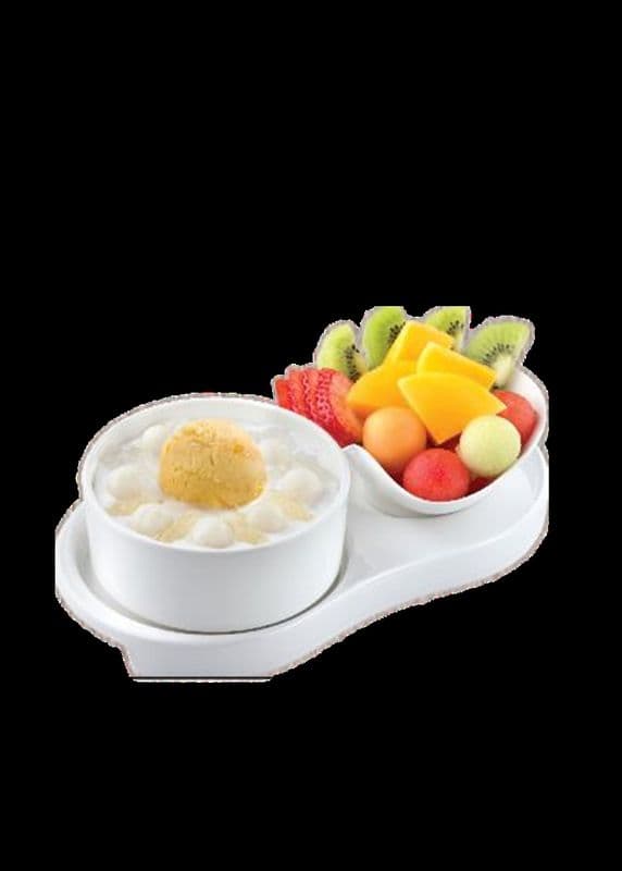 T4. Coconut and Mango Ice Cream with Mixed Fruit