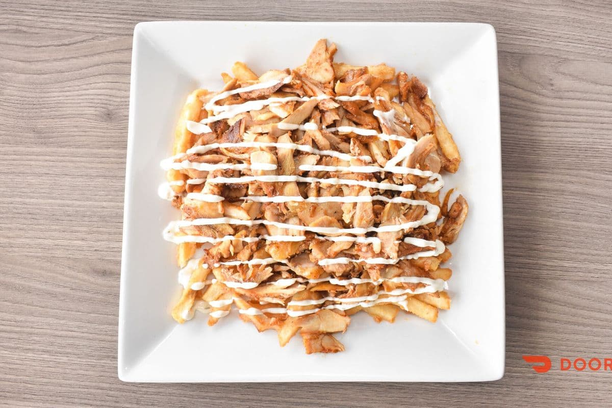 Chicken on Fries-Rice-Garlic Potatoes