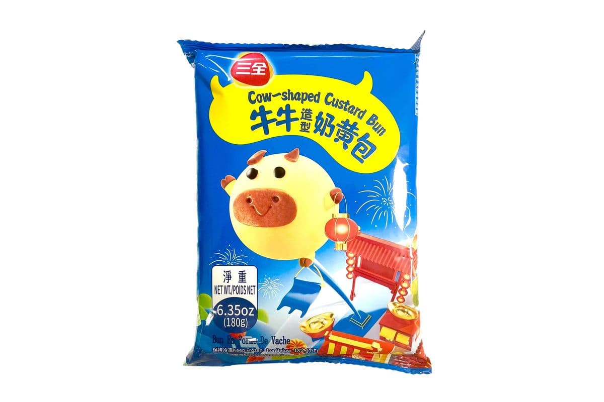 San Quan Frozen Cow-Shaped Custard Bun(180g) 三全 牛牛奶黄包