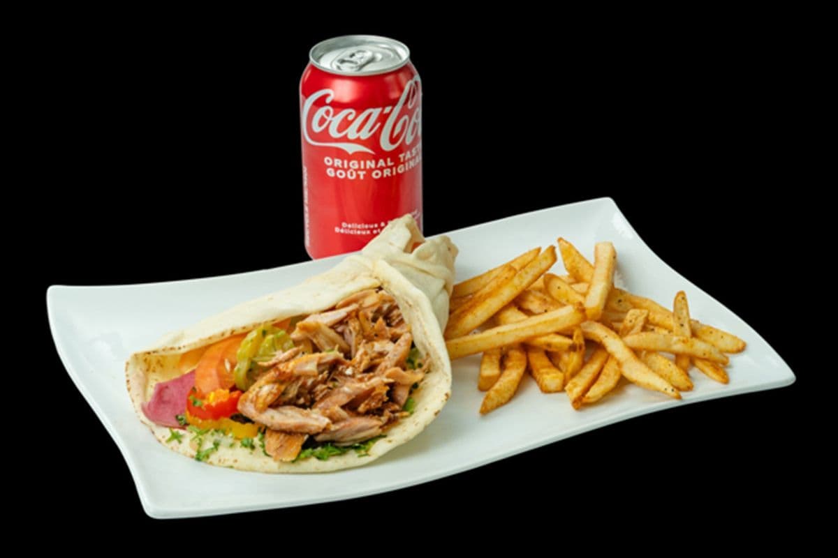 Chicken Wrap, Fries, and Pop