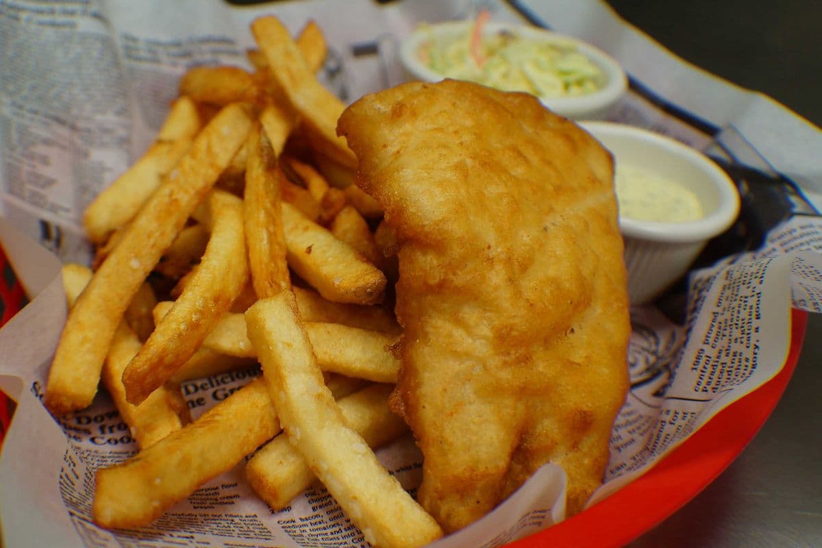 One Piece Cod & Chips, One Side, One Pop, Tartar Sauce