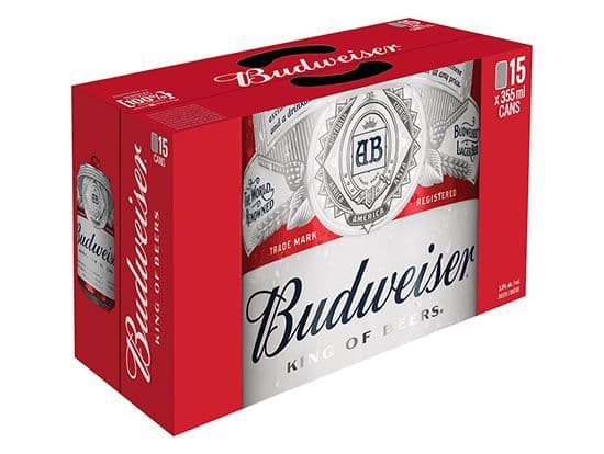 Budweiser 15can, 355mL domestic (5.0% ABV)