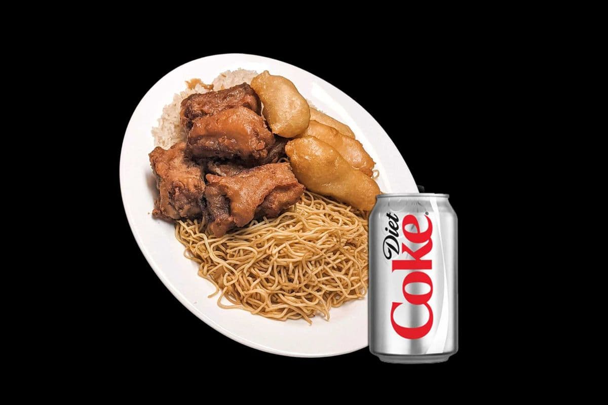 Dinner (I) with Deep Fried Dry Ribs & Deep Fried Shrimp + Drink