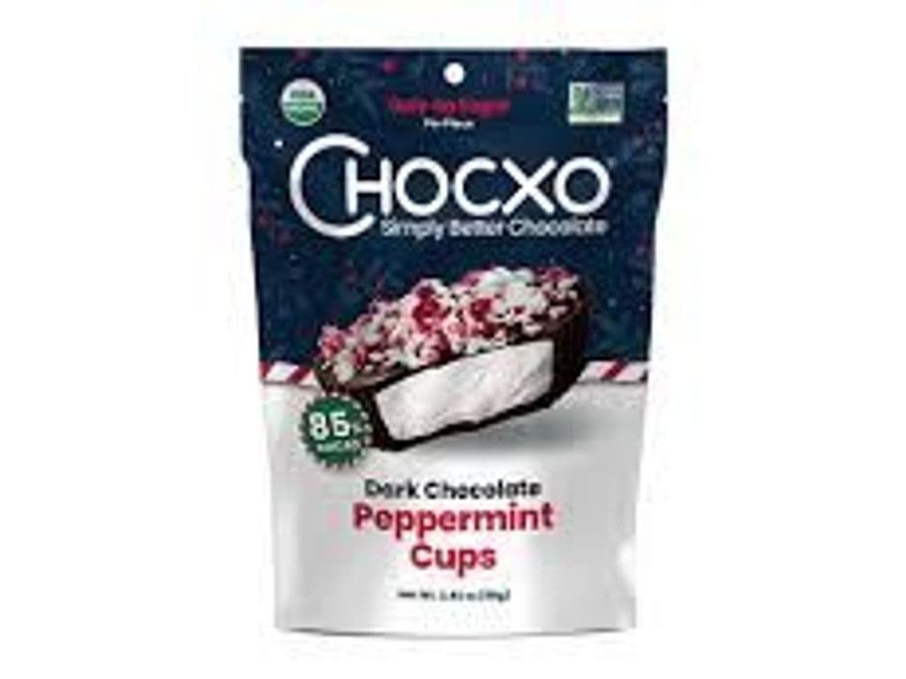 CHOCXO DARK CHOCOLATE PEPPERMINT CUPS 98G