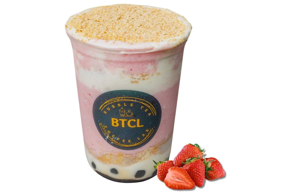 Strawberry Graham with Black Boba