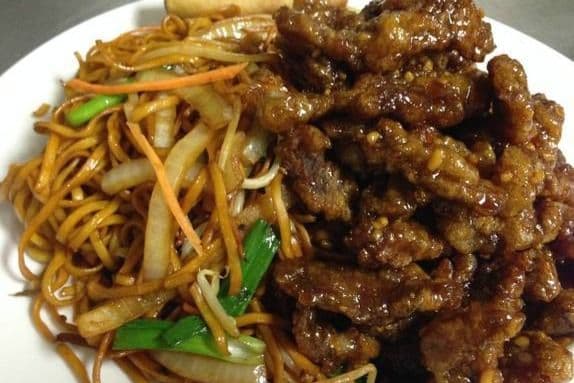 Honey Garlic Beef on Fried Rice