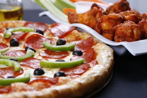 One Medium Four Topping Pizza, Garlic Bread, and Wing (1 lb) Combo