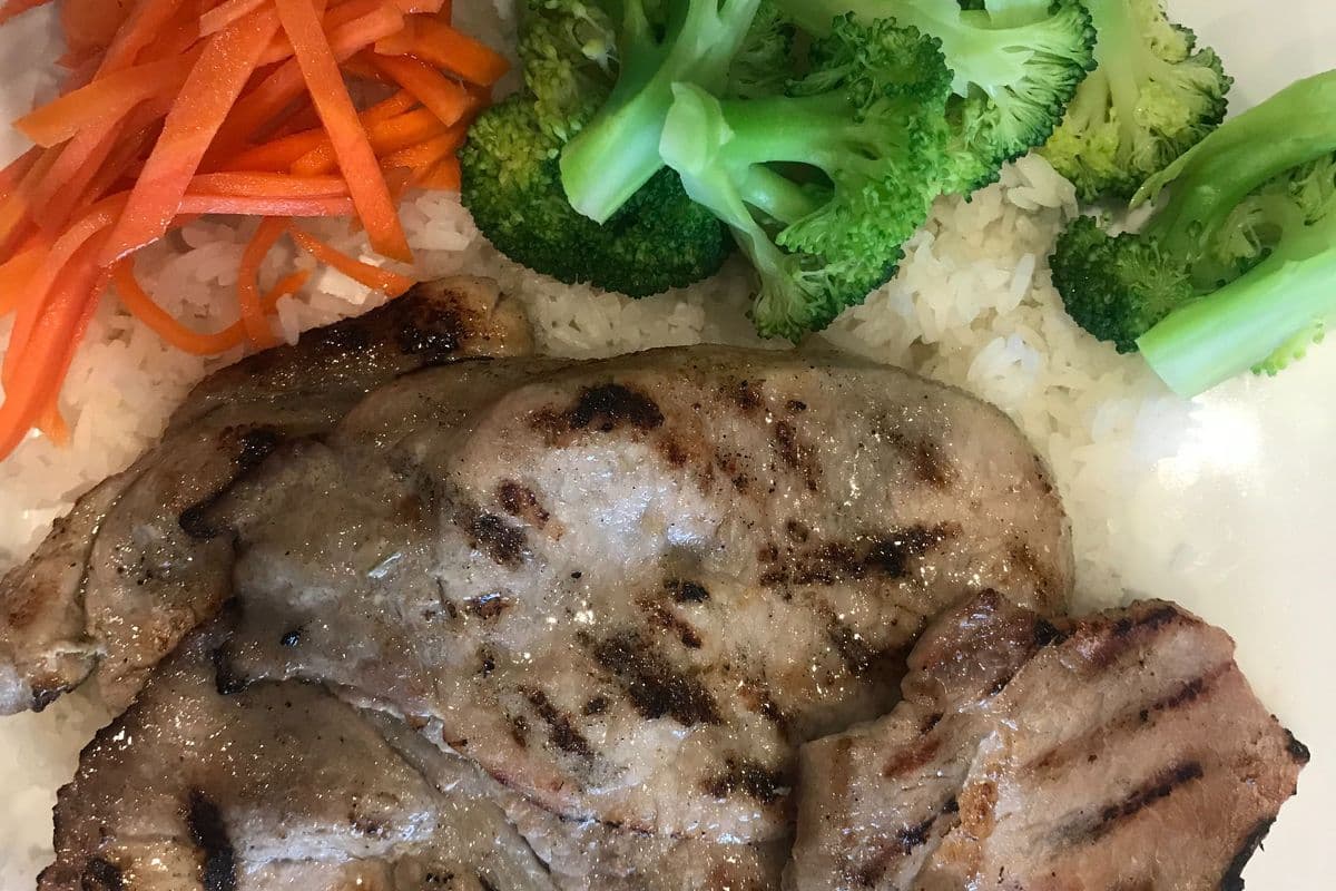 24. Charbroiled Pork Chop Rice Plate