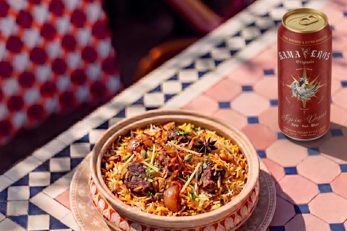 KAMA EROS INDIAN BEER WITH LAMB BIRYANI