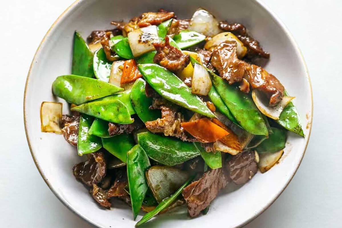 Roast Pork or Beef with Snow Peas